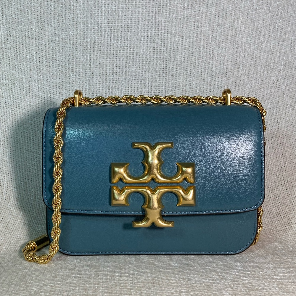 Tory Burch Eleanor Brisk Blue Textured Eleanor Small Convertible Shoulder Bag - Picture 2 of 16